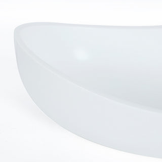 Bathroom Stone Resin Oval Vessel Sink Modern Art Sink with Pop Up Drain, Glossy White