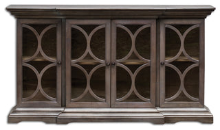 Uttermost Belino 4-Door Contemporary Wood Chest in Silver/Brown