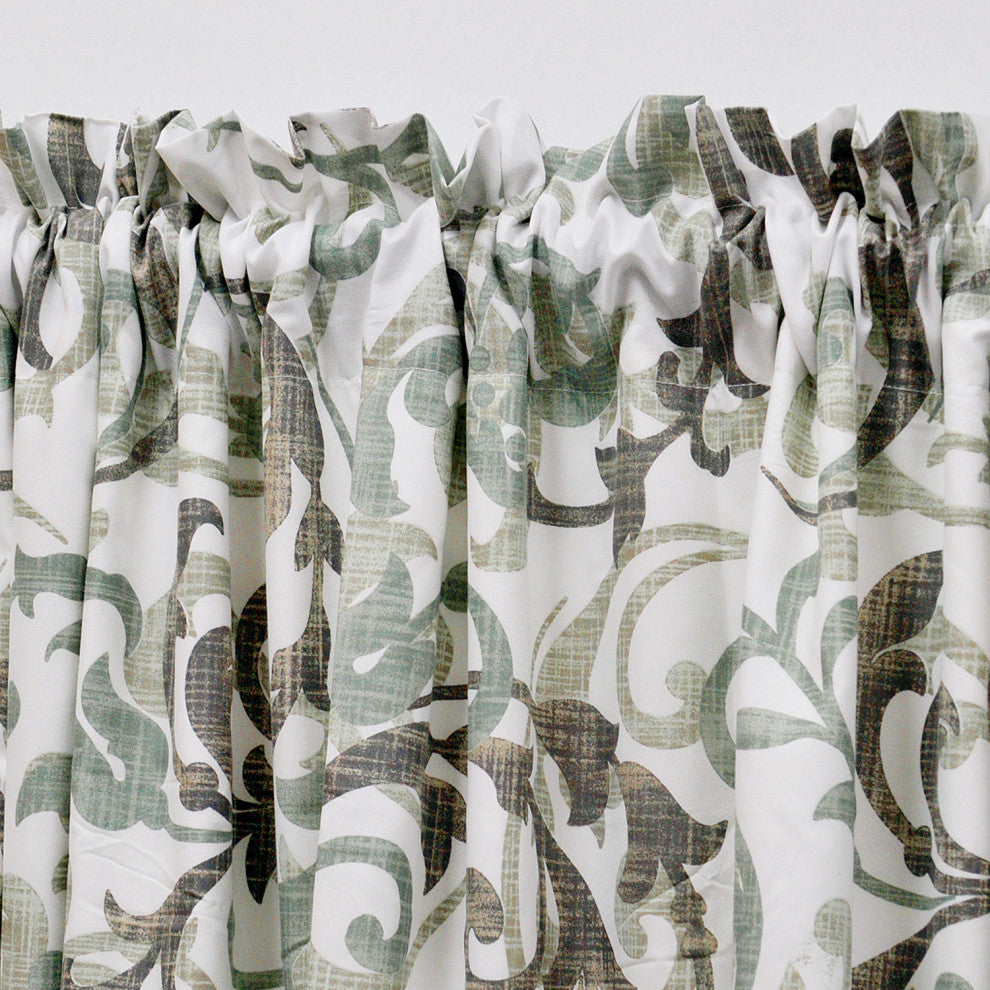 Printed Microfiber 2 Piece Curtain Set, Brown Aqua, 60" X 96"
