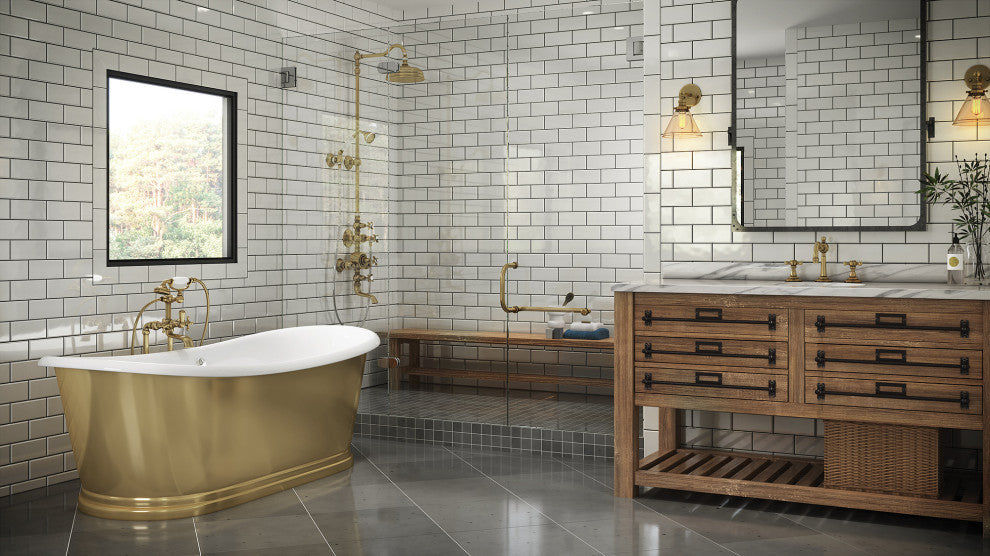 Malibu Lido Oval Soaking Bathtub 64x28x26 Smooth Brass