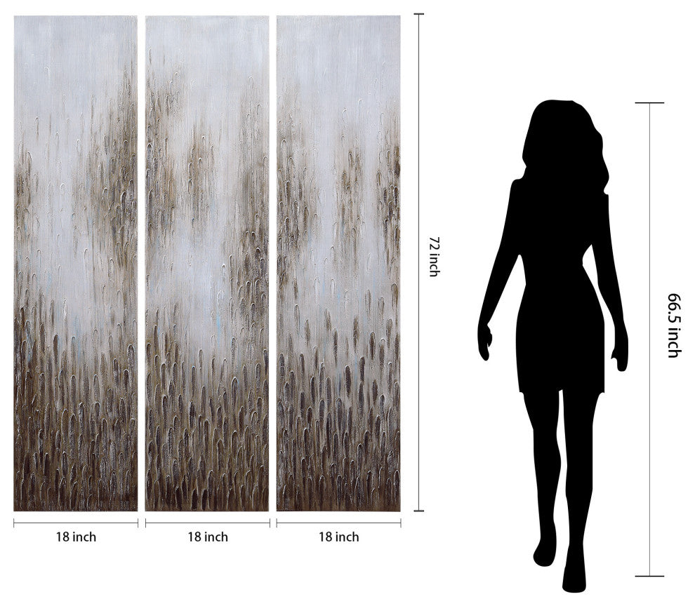 Dreamy Textured Metallic Hand Painted Abstract Wall Art Set of 3