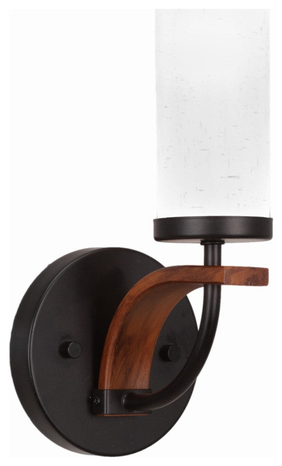 Monterey 1-Light Wall Sconce, Matte Black & Painted Distressed, White Muslin