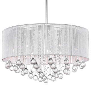 Water Drop 9 Light Drum Shade Chandelier With Chrome Finish