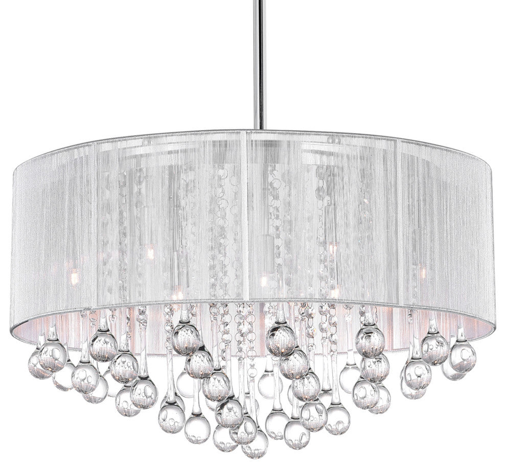 Water Drop 9 Light Drum Shade Chandelier With Chrome Finish