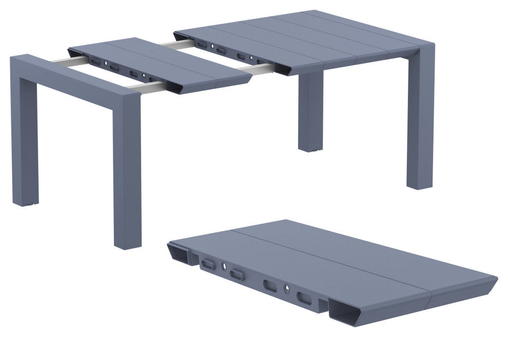 Loft Outdoor Dining Set With 6 Arm Chairs and 55" Extension Table Dark Gray