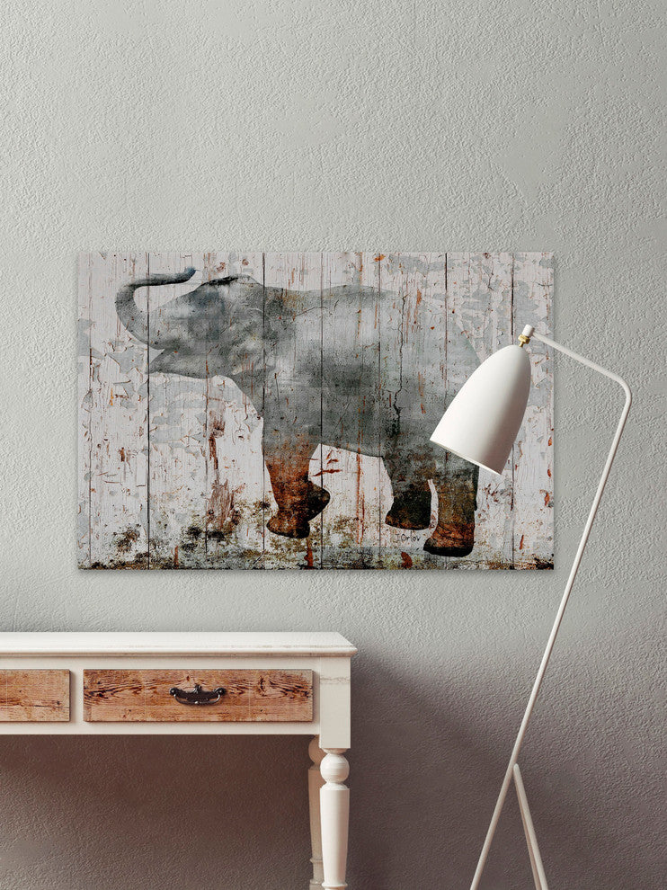 "Gray Elephant" Painting Print on Wrapped Canvas, 60"x40"