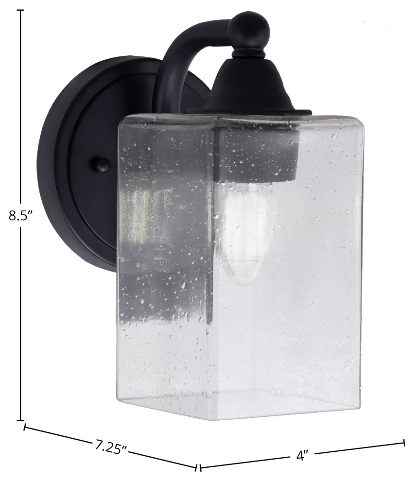 Paramount 1-Light Wall Sconce, Matte Black, 4" Clear Bubble Glass