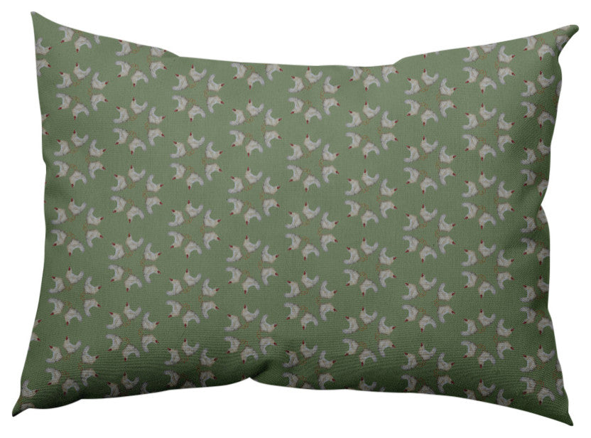 Chickens-go-round Easter Decorative Lumbar Pillow, Laurel Tree Green, 14x20"