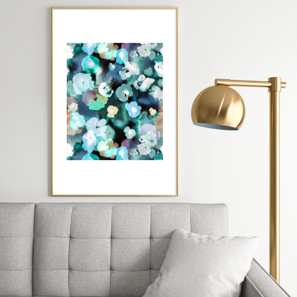 Ninola Design Watery coastal flowers Metal Framed Art Print