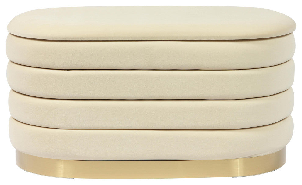 Lillian Cream Velvet Storage Bench