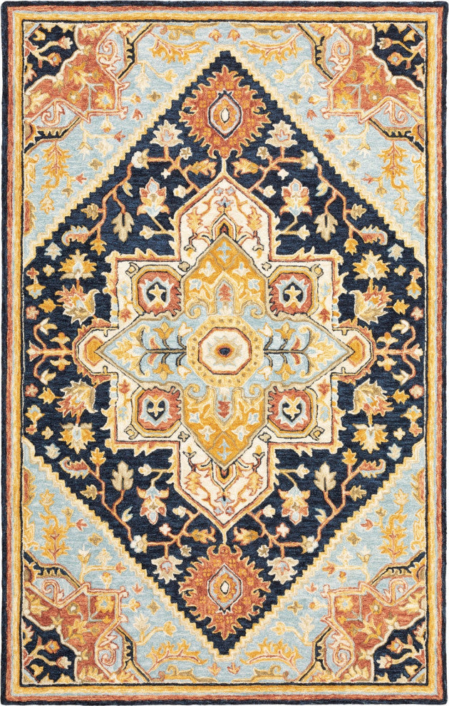 Oriental Weavers Alfresco Navy/ Rust Oriental Indoor Area Rug 3'6"X5'6"