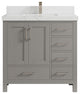 Malibu 36 Center Sink Bath Vanity in Elephant Skin Gray 2" Empira Quartz