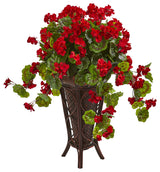 Geranium Artificial Plant in Stand Planter