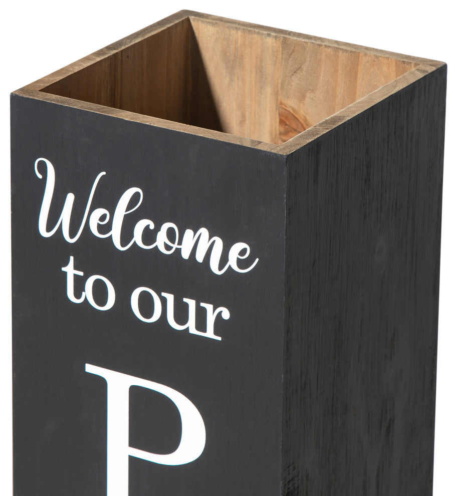 30"H Double Sided Solid Wood Black Boxed "Welcome Porch" Porch Sign