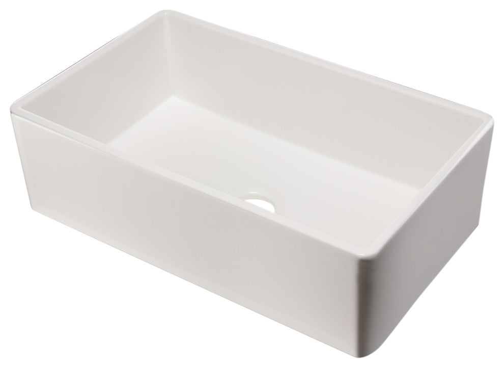 Alfi Brand 33" White Smooth Single Bowl Fireclay Farm Sink