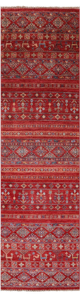 Runner Tribal Persian Gabbeh Hand-Knotted Rug 2' 7" X 9' 4" Q5394