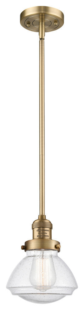 Olean 1-Light Mini Pendant, Brushed Brass, Seedy