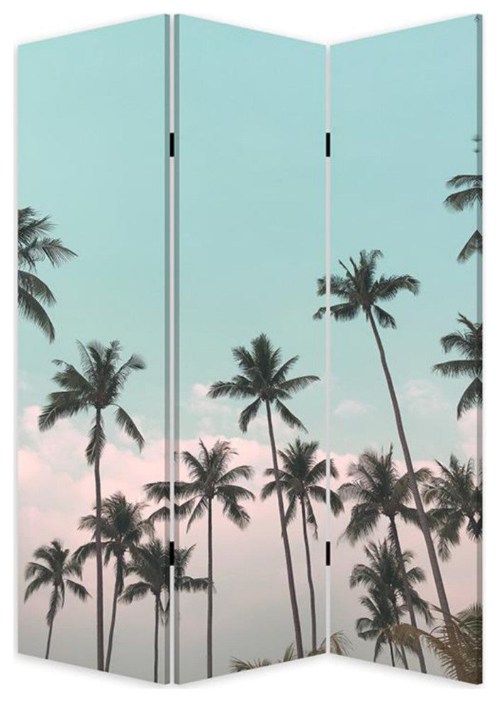 Tropical Palm Trees Room Three Panel Divider Screen