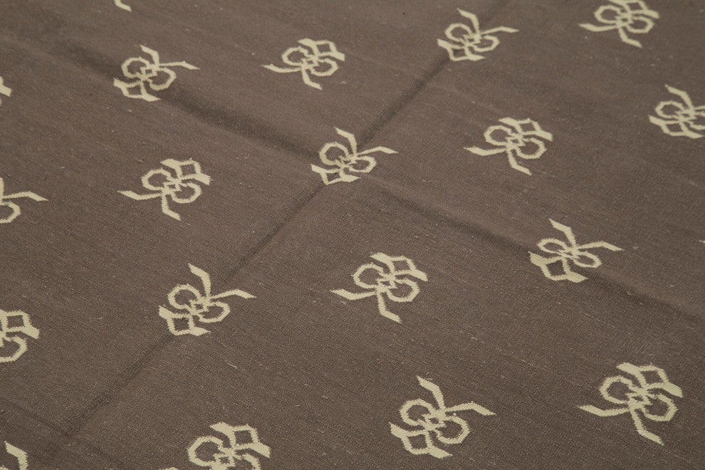 Rug N Carpet - Handmade Wool 6' 1'' x 8' 10'' Modern Design Dhurrie Kilim Rug
