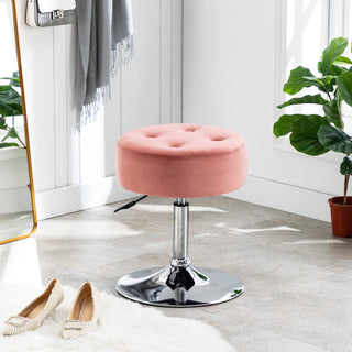 Round Swivel Velvet Vanity Stool, Pink, Standard