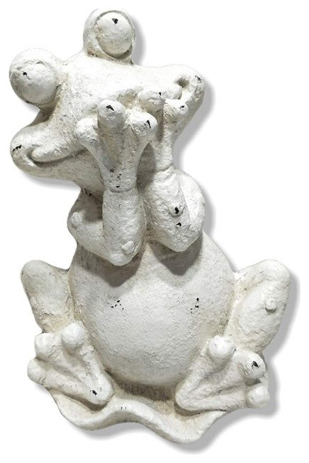 16" White Happy Frog Indoor Outdoor Statue