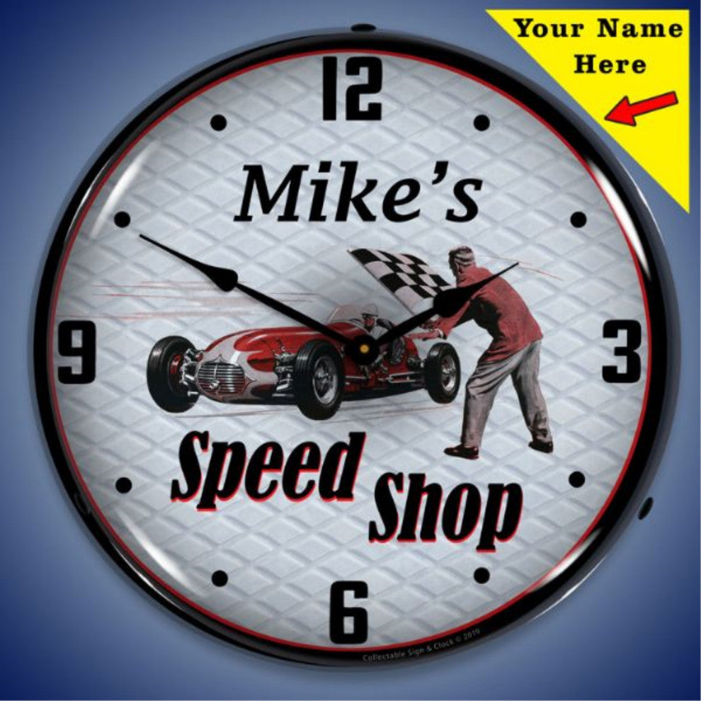 AYN1905905 Add Your Name Speed Shop Clock