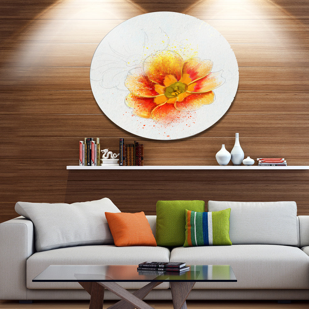 Beautiful Yellow Watercolor Flower, Floral Disc Metal Wall Art, 23"