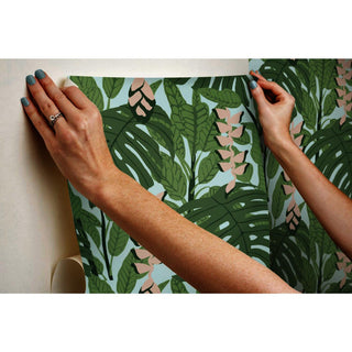 Finlayson Bunaken Peel And Stick Wallpaper, Green/Blue