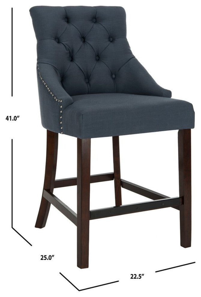 Safavieh Eleni Tufted Counterstool, Navy/Espresso