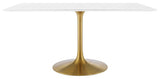 Lippa 60" Rectangle Dining Table, Gold White
