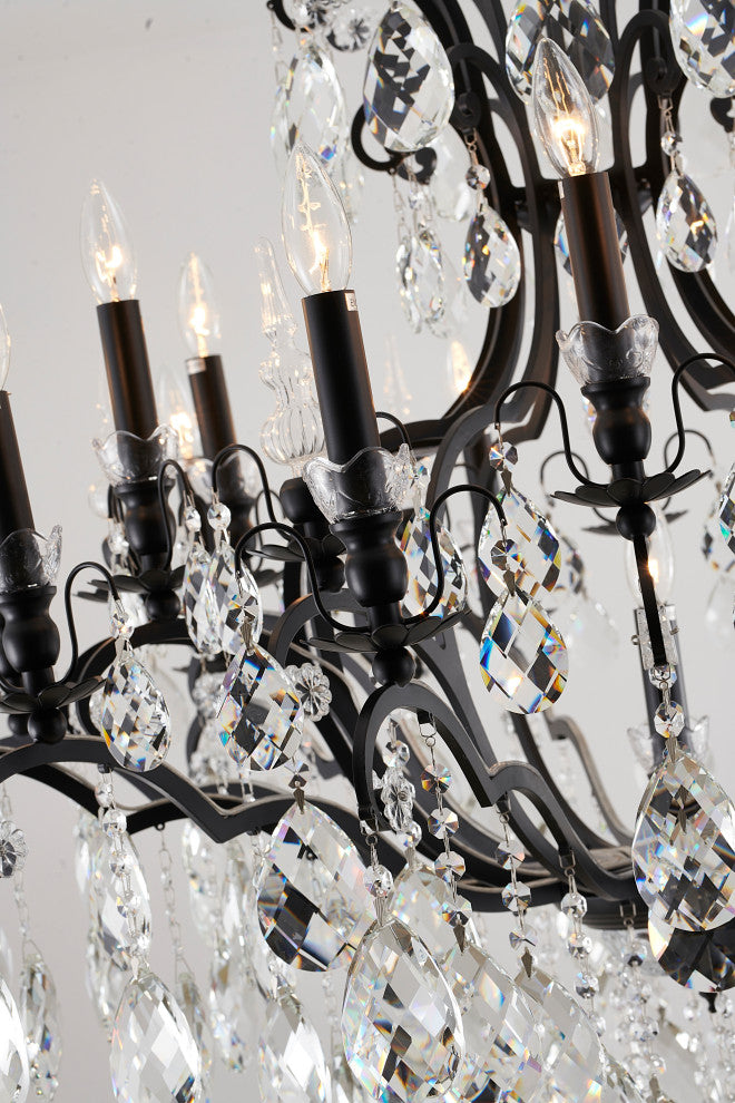 Clear Crystal Chandelier, Sandy Black