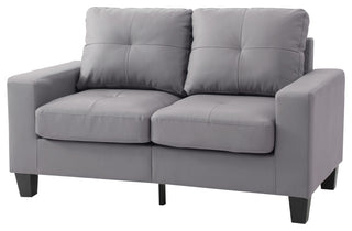 Newbury Faux Leather Modular Love Seat, Gray