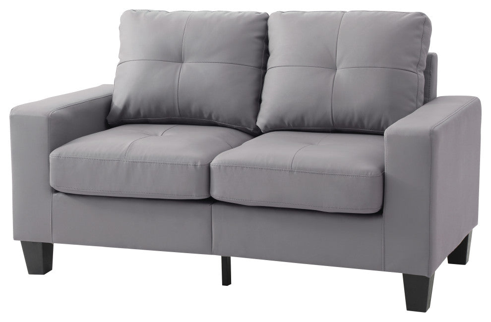 Newbury Faux Leather Modular Love Seat, Gray