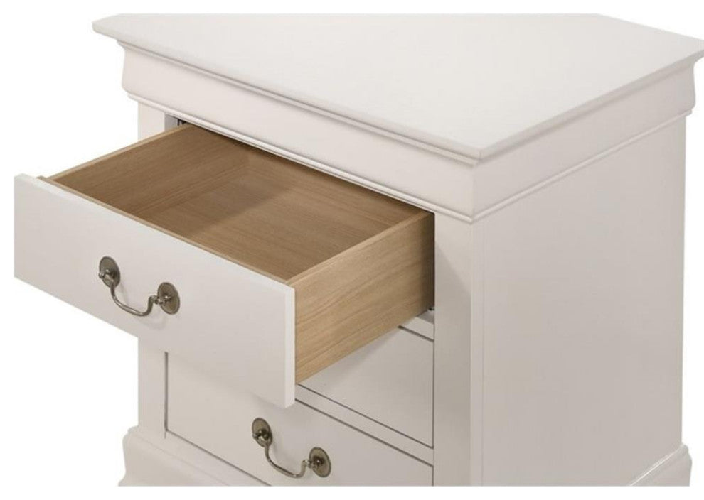 Glory Furniture Louis Phillipe 3 Drawer Nightstand in White
