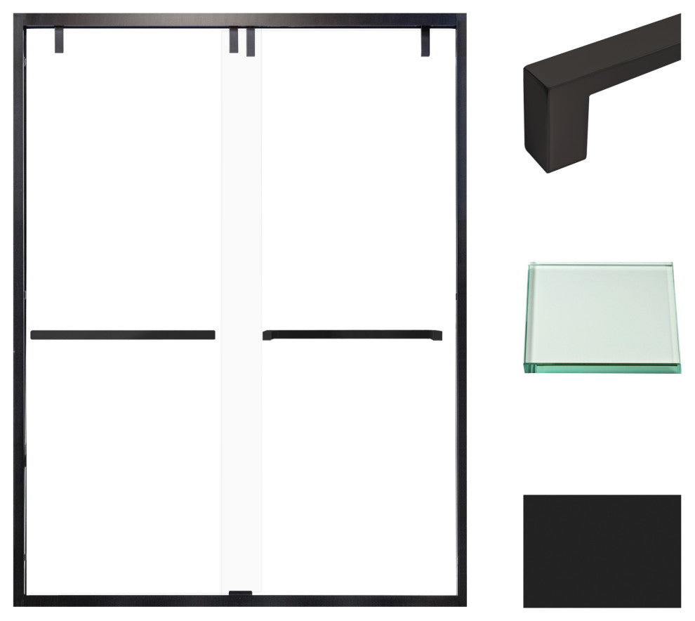 Eden 56-60" W x 80" H Shower Door, Clear Glass, Matte Black, Sabrina