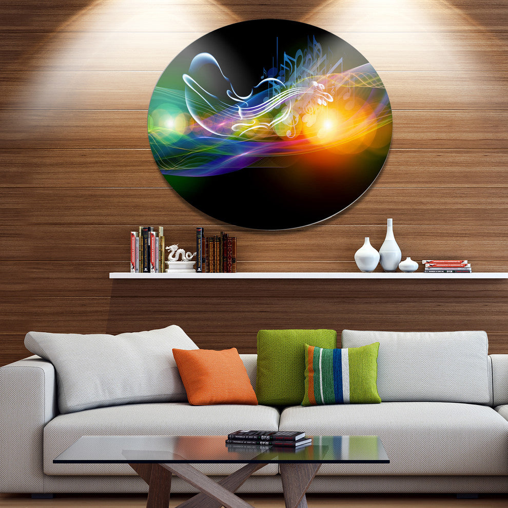 Waves Of Music Fractal Design, Abstract Disc Metal Wall Art, 23"
