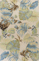 HomeRoots 3' x 5' Ivory or Blue Leaves Wool Area Rug