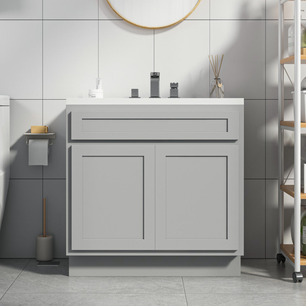 Vanity Art Vanity Base Cabinet, No Top, 39", Gray