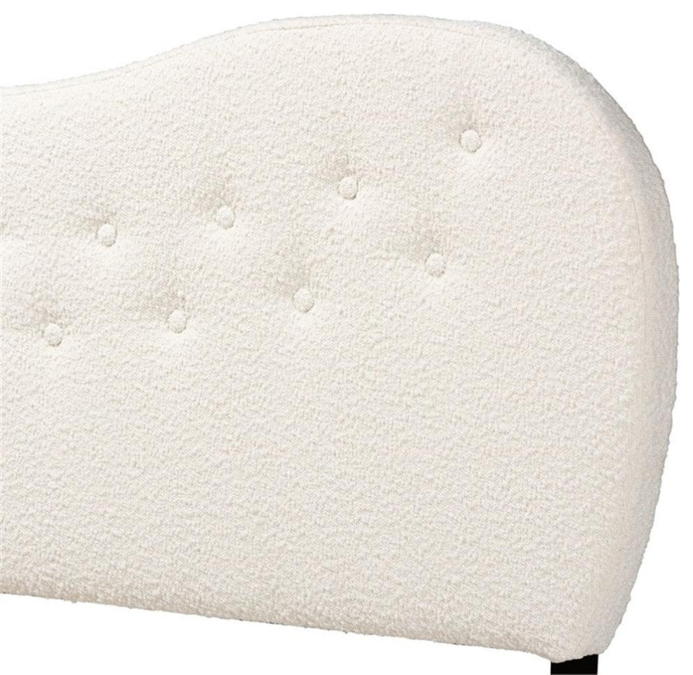 Brantley Modern Cream Boucle Fabric Queen Size Headboard