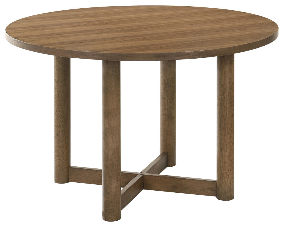 Crestmore 5-piece 46" Round Wood Dining Table Set Walnut
