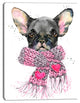 Cute Puppy Dog with Pink Shawl, Animal Canvas Wall Art, 12"x20"