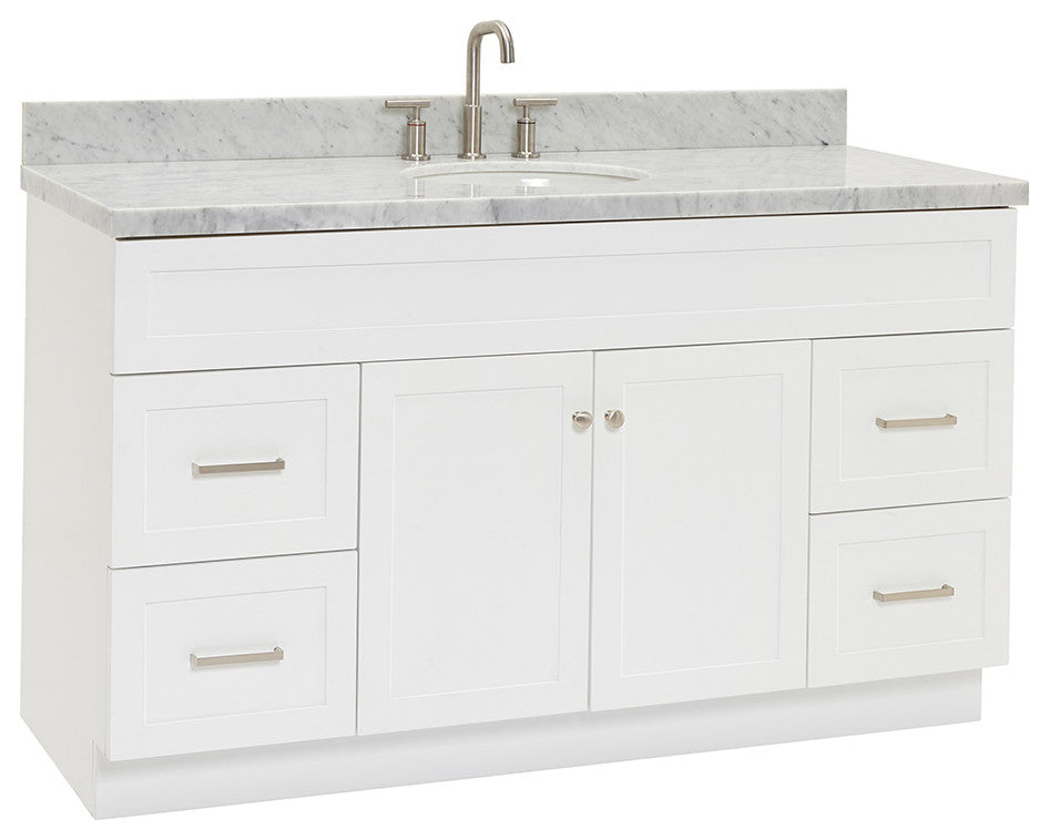 Ariel Hamlet 61" Oval Sink Bath Vanity, 1.5" Carrara Marble