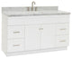 Ariel Hamlet 61" Oval Sink Bath Vanity, 1.5" Carrara Marble