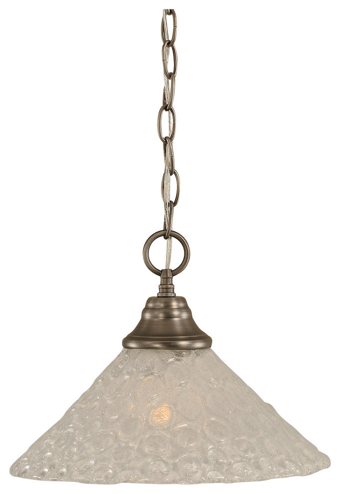 Chain Hung Pendant In Brushed Nickel, 12" Italian Bubble Glass