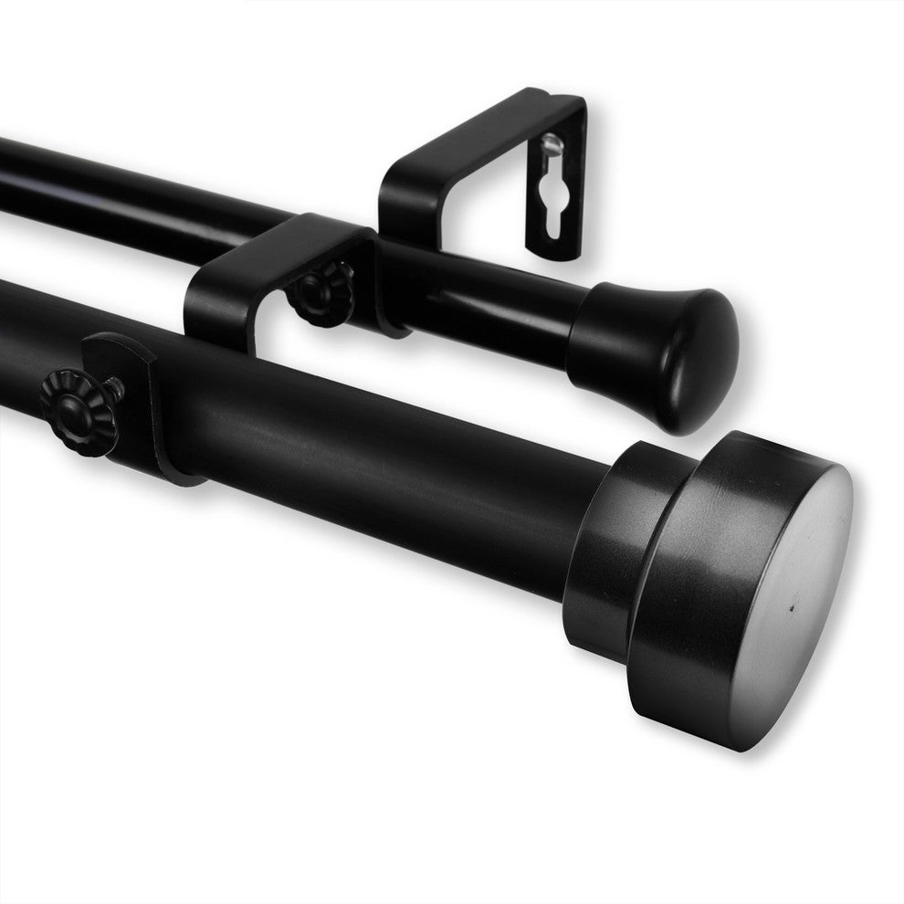 Bonnet Double Curtain Rod, Black, 48-84"