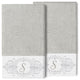 Linum Home Turkish Cotton Monica 2-Piece Embellished Bath Towel Set, Light Gray