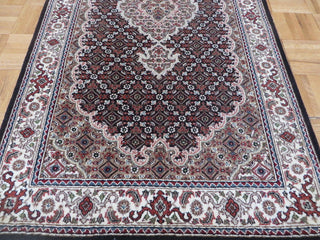 2'9x10 Handmade Fine Black Mahi Tabriz Persian Rug Wool & Silk