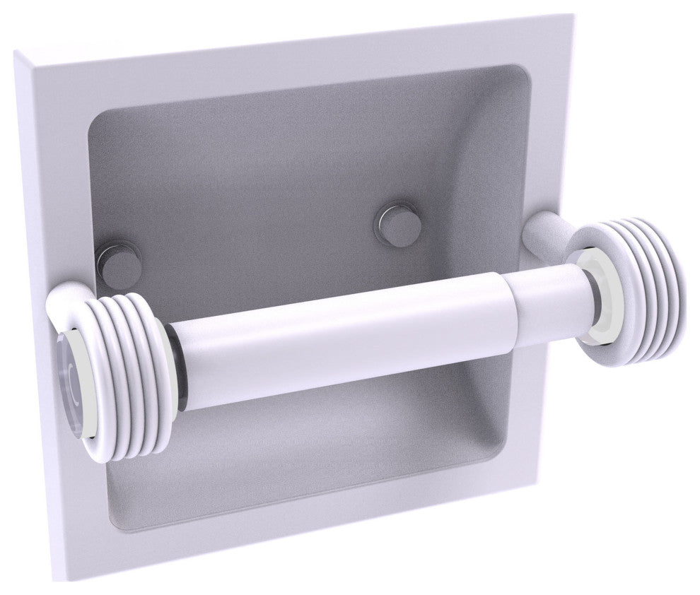 Clearview Recessed Toilet Paper Holder with Groovy Accents, Matte White