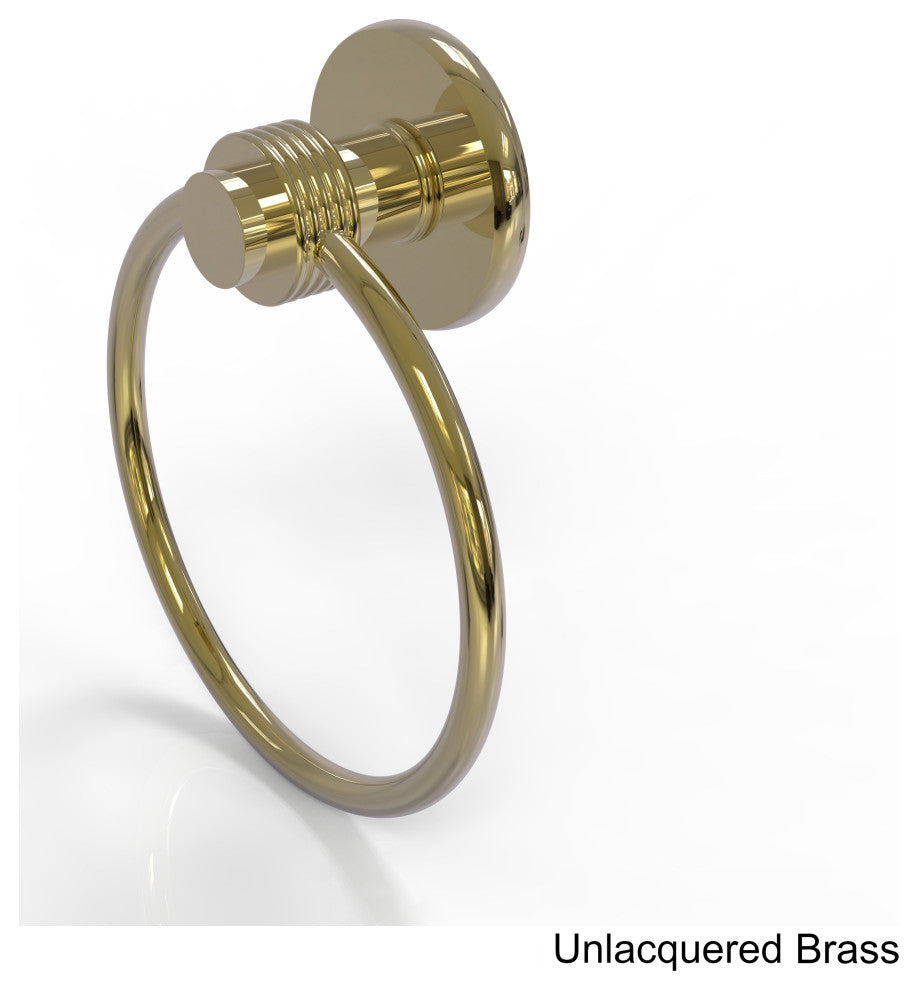 Mercury Towel Ring with Groovy Accent, Unlacquered Brass