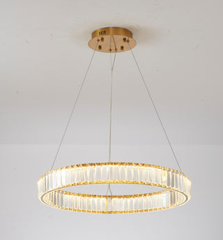 Clear Crystal Halo Chandelier With Gold Hardware
